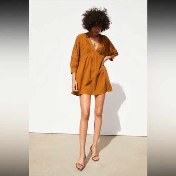 Zara openwork embroidery mini dress - Picture 2 of 4